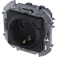 Розетка с заземлением +1хUSB тип C без рамки Legrand Inspiria 1-м. антрацит картинка